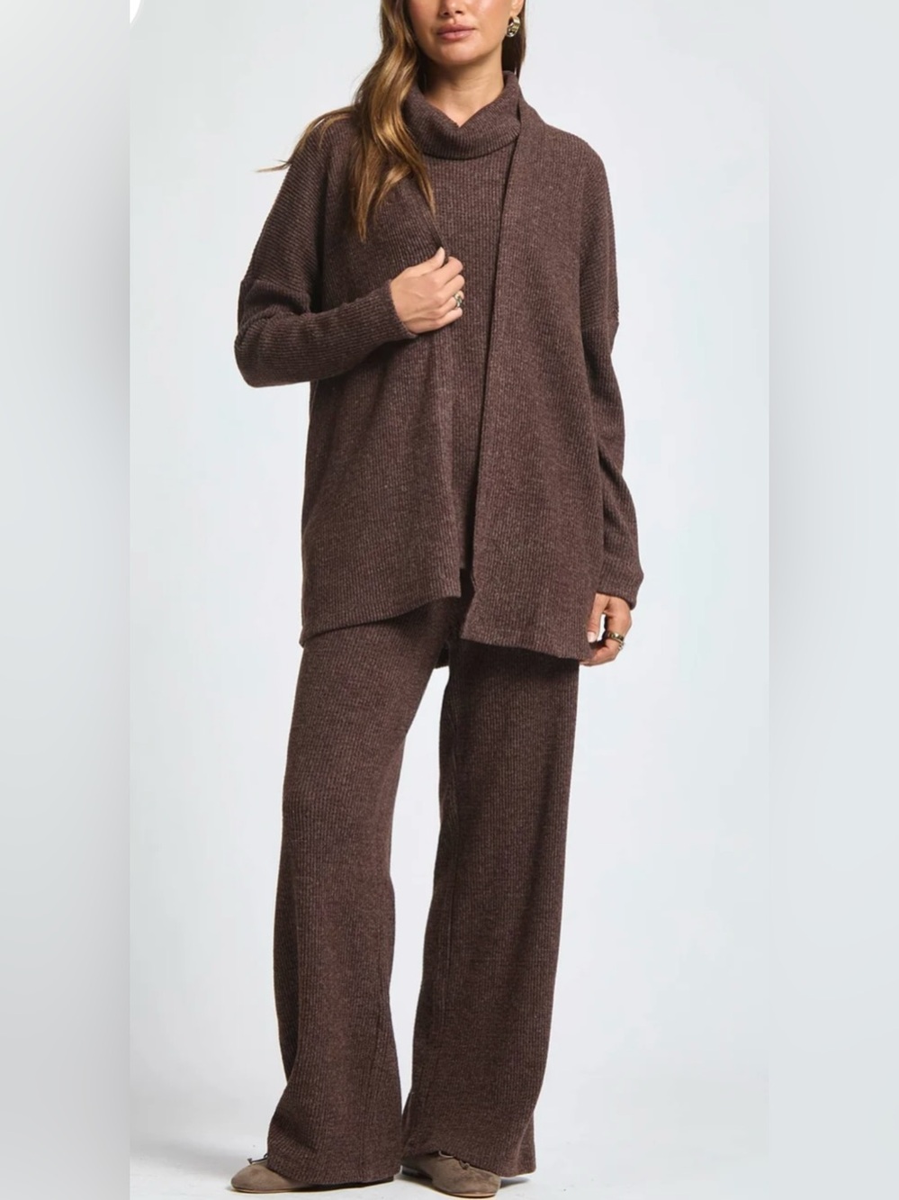 Dear Scarlett Three Peace Hacci Waffle Knit Set